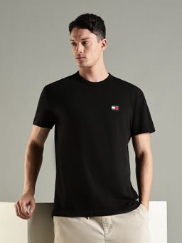 Tommy Hilfiger - Solid Regular Fit Cotton T-Shirt- Black