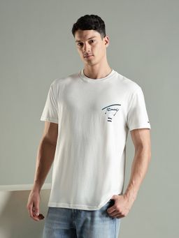 Tommy Hilfiger - Logo Regular Fit Cotton T-Shirt- White