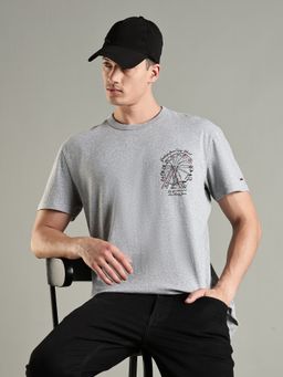 Tommy Hilfiger - Printed Regular Fit Cotton T-Shirt- Grey