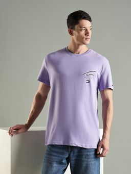 Tommy Hilfiger - Logo Regular Fit Cotton T-Shirt- Purple