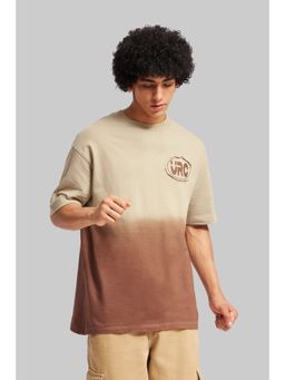UNDERRATED CLUB - URC Badge Brown Ombre Washed T-shirt- Brown