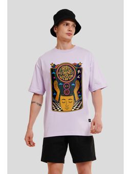 UNDERRATED CLUB - Men Geometric Print Round Neck Tshirt- Lavender