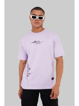 UNDERRATED CLUB - Men Regular Fit Printed Round Neck Tshirt- Lavender