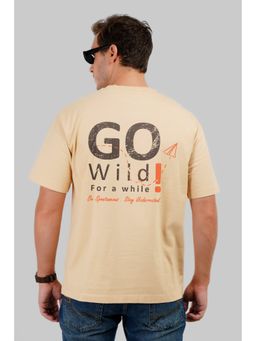 UNDERRATED CLUB - Men Solid Round Neck Tshirt- Beige