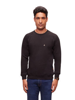 Bombay High - Men Solid Black Knit Sweatshirt