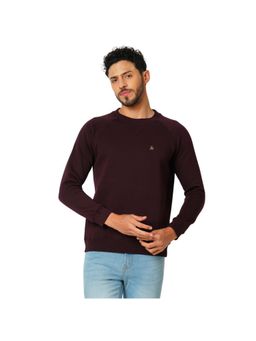 Bombay High - Men Maroon Premium Cotton Blend Solid Sweatshirt