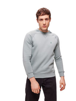 Bombay High - Men Solid Sage Green Knit Sweatshirt