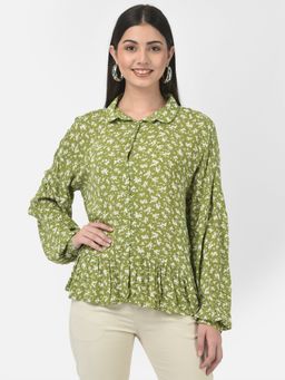 CRIMSOUNE CLUB - Women Ruffle Floral Button-Down Shirt