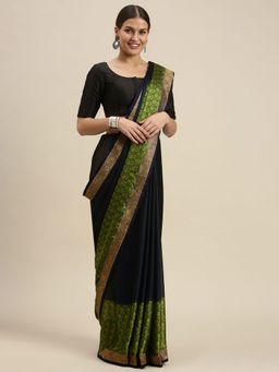 Sangam Prints - Navy Blue Rangoli Silk Printed Traditional Saree with Unstitched Blouse