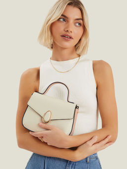 Accessorize London - Women Cream Top Handle Sling Bag