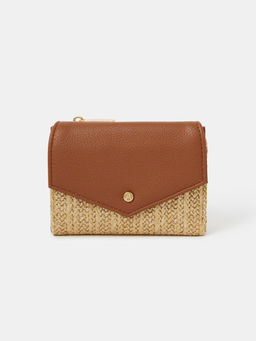 Accessorize London - Women Gold Metallic Raffia Wallet