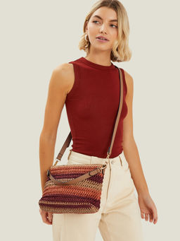 Accessorize London - Women Multi-Color Raffia Sling Bag