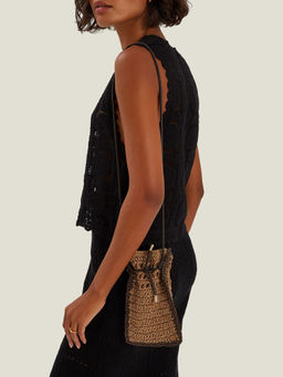 Accessorize London - Women Beige Raffia Sling Bag