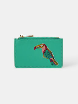 Accessorize London - Women Green Embroidered Toucan Card Holder