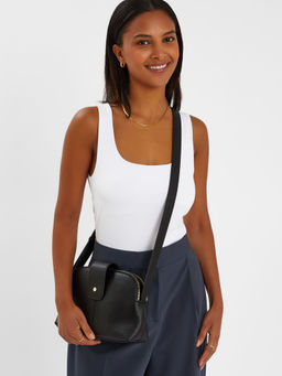 Accessorize London - Women Black Double-Zip Sling Bag