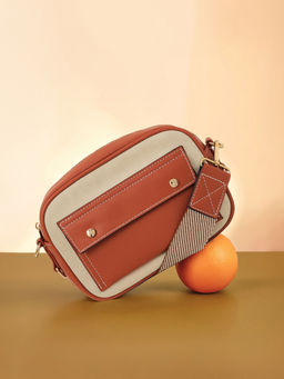 Accessorize London - Women Tan Colorblock Asha Sling Bag