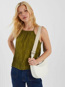 Accessorize London - Women White Webbing Strap Sling Bag