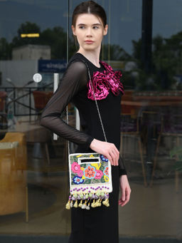 Odette - Women Multi-Color Suede Embellished Sling Bag