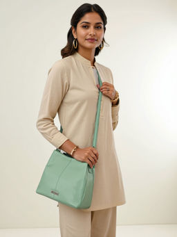 Toteteca - Women Contemporary Green Solid Sling Bag