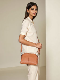 Toteteca - Women Tan Solid Sling Bag