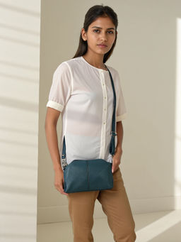 Toteteca - Women Teal Solid Sling Bag