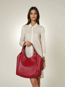 Toteteca - Women Unlined Red Solid Shoulder Bag