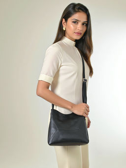 Toteteca - Women Unlined Black Solid Sling Bag