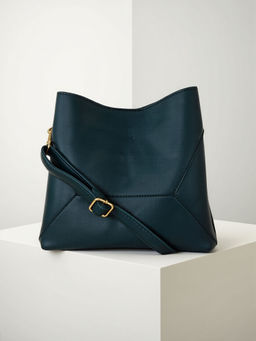 Toteteca - Women Unlined Teal Solid Sling Bag