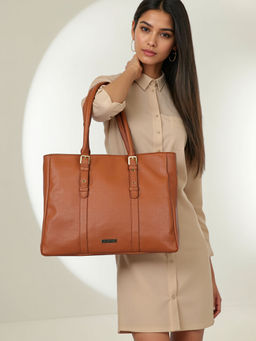Toteteca - Women French Tan Solid Tote Bag