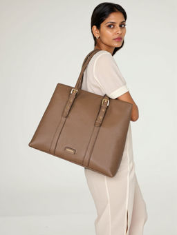 Toteteca - Women Beige Solid Tote Bag