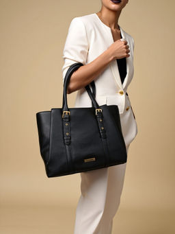 Toteteca - Women Black Solid Tote Bag
