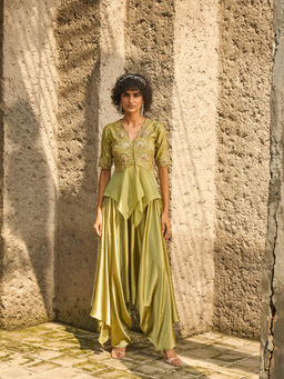 Shreeka - Pista Green Banarsi Tissue Embellished Co-Ord (Set of 2)