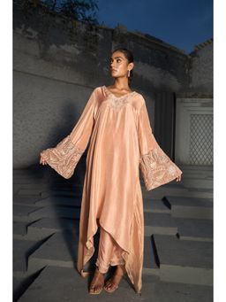 Shreeka - Peach Dupion Silk Embellished Kurta and Pant (Set of 2)