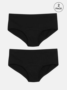 mackly - Black Solid Leak Proof Panties (Pack of 2)