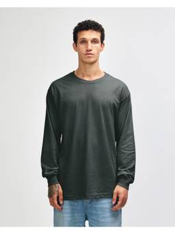 American Apparel - Charcoal Heavyweight Cotton Mens Long Sleeves T-Shirt