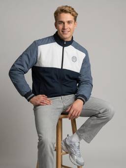 Monte Carlo - Navy Blue Mens Regular Fit Full Sleeve Winter Bomber Jacket