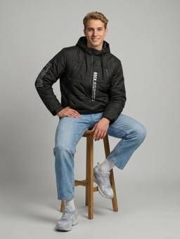 Rock.it - Black Mens Regular Fit Full Sleeve Winter Puffer Jacket