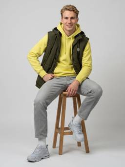 Monte Carlo - Olive Mens Regular Fit Sleeveless Detachable Hood Winter Jacket