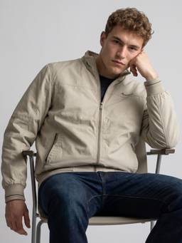 Monte Carlo - Beige Mens Regular Fit Full Sleeve Winter Bomber Jacket