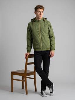 Monte Carlo - Green Mens Regular Fit Full Sleeve Detachable Hood Winter Jacket