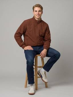 Monte Carlo - Rust Mens Regular Fit Full Sleeve Winter Reversible Bomber Jacket