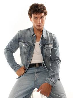 Calvin Klein - Blue Solid Slim Fit Cotton Jacket