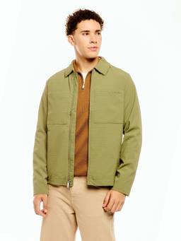 Calvin Klein - Olive Textured Relaxed Fit Polyester Jacket