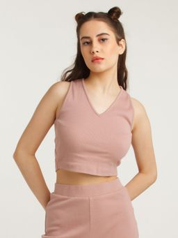 Zink London - Zink Z by Zink London Peach Alora Sleeveless Rib Top