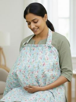 Baby Moo - Flamingo Infant Feeding Nursing Cover - Mint Green (0-6 Months)