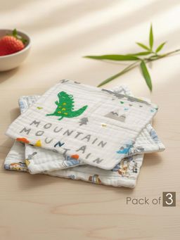 Baby Moo - Little Adventures Printed Muslin Napkin - Multicolor (0-6 Months) (Pack of 3)