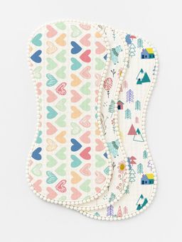 Polka Tots - Muslin Cotton Printed Burp Clothes (0-3 Months) (Pack of 3)