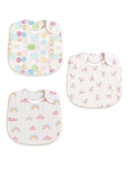 Polka Tots - Muslin Cotton Printed Bibs Clothes (0-3 Months) (Pack of 3)