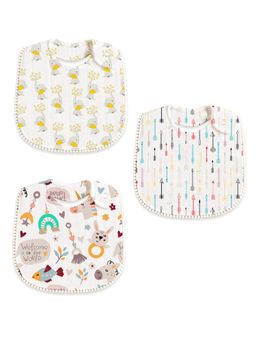 Polka Tots - Muslin Cotton Printed Bibs Clothes (0-3 Months) (Pack of 3)