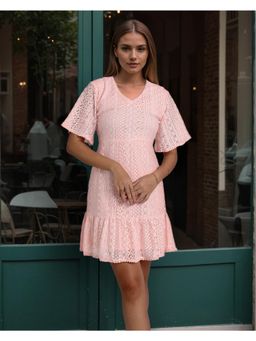 Style Quotient - Women Peach Lace Dress